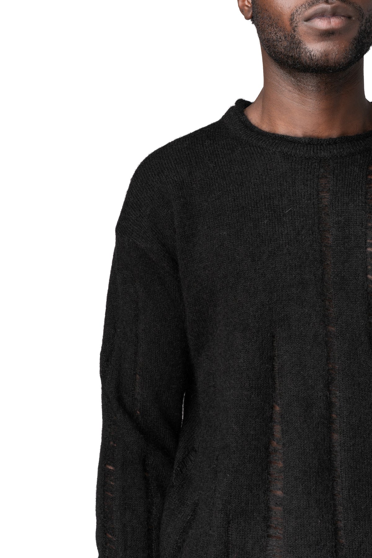 Mohair distressed knit pullover