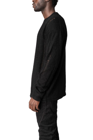Mohair distressed knit pullover