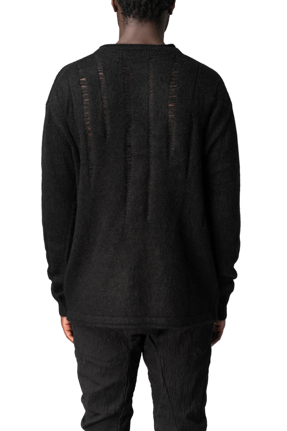 Mohair distressed knit pullover