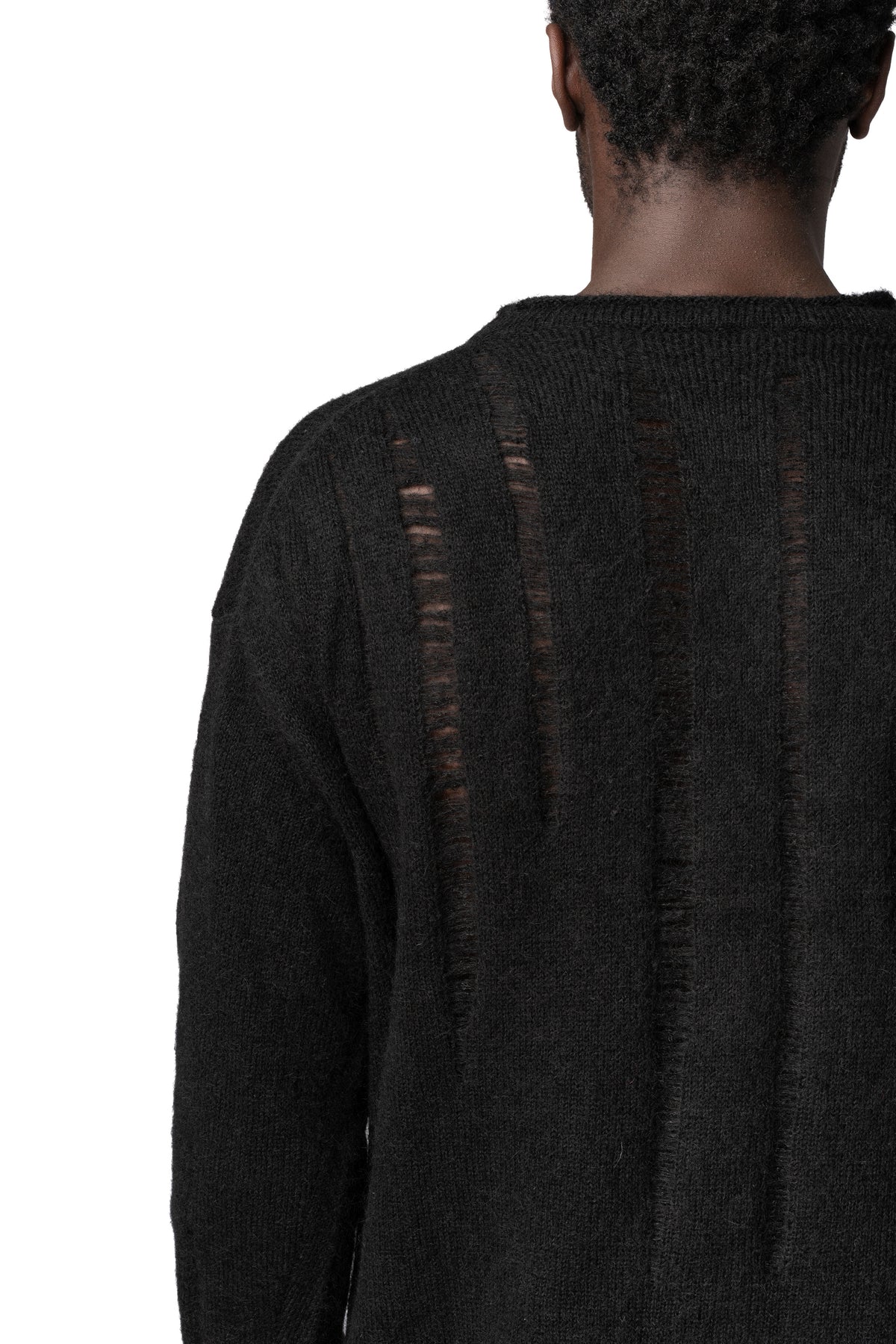 Mohair distressed knit pullover