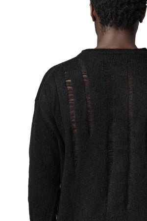 Mohair distressed knit pullover