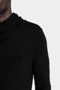 Ribbed wool draped asymmetrical sweater