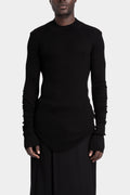 Cotton silk rib mock-neck sweater