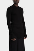 Cotton silk rib mock-neck sweater