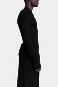 Cotton silk rib mock-neck sweater