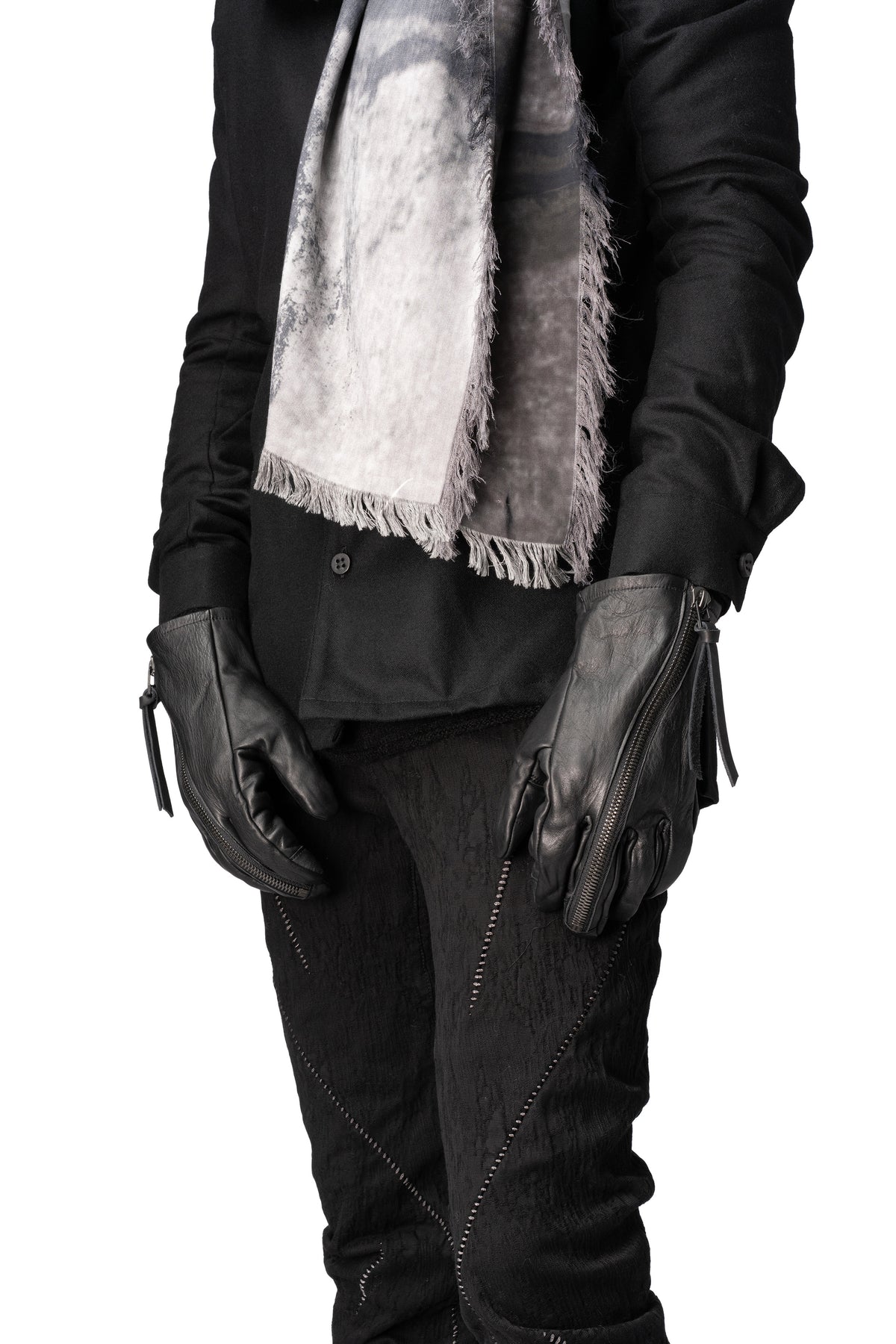 Horse leather zip gloves, Black