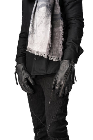 Horse leather zip gloves, Black