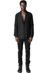 Stretch denim overlock twisted curve trousers, Black
