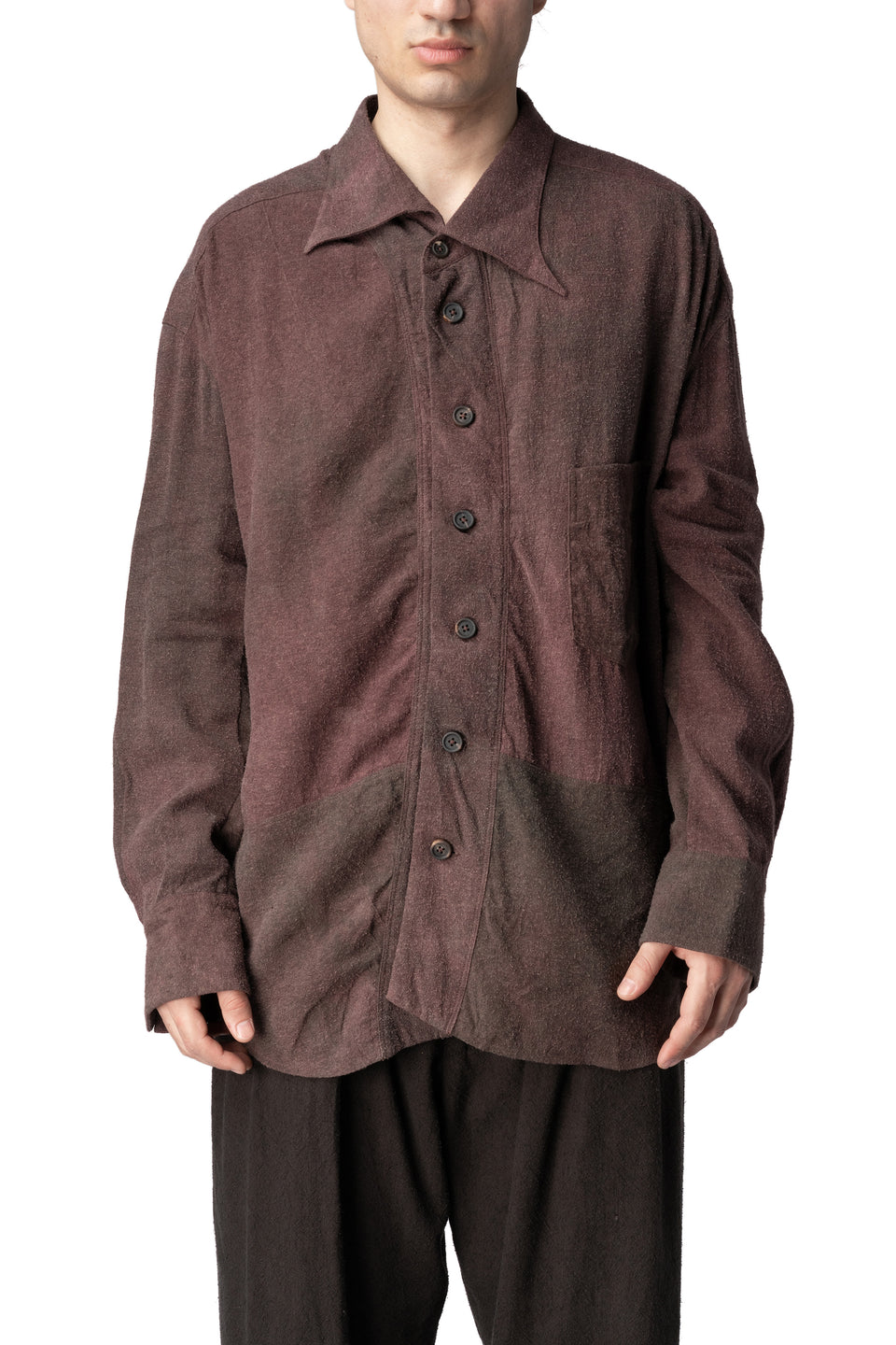 Asymmetric collar shirt