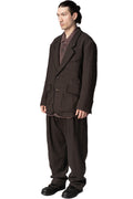 Drop-crotch pleated trousers