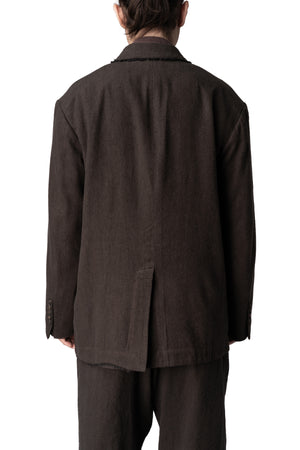 Raw edge collar 2 button blazer