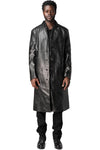 Calfskin leather long coat