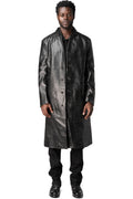 Calfskin leather long coat
