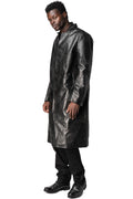 Calfskin leather long coat