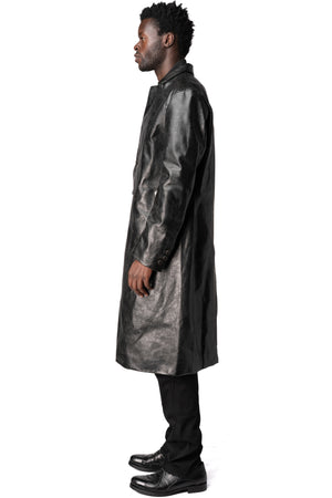 Calfskin leather long coat