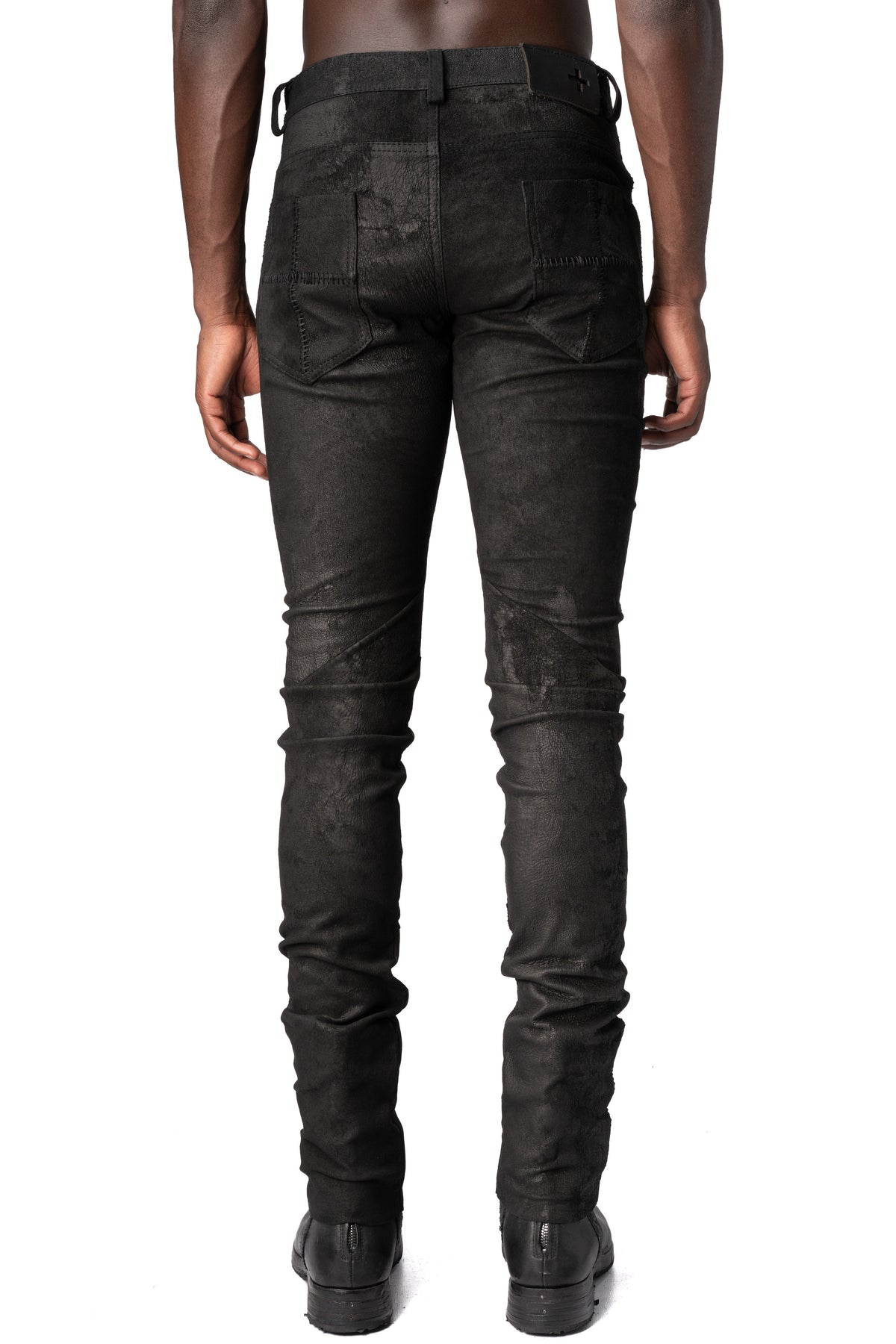 Leather stretch pants