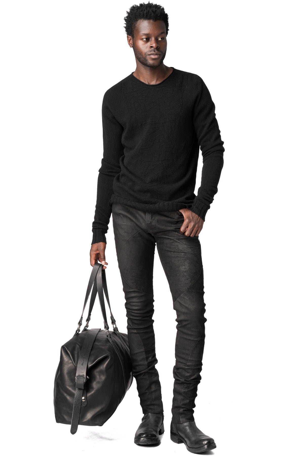Calfskin leather weekender bag