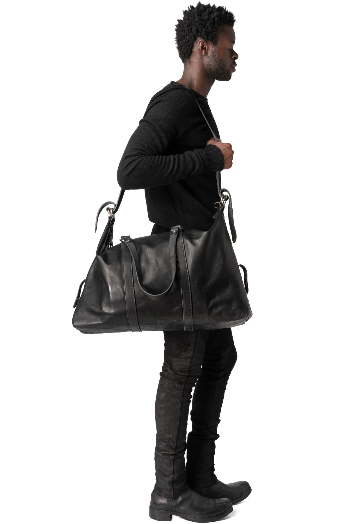 Calfskin leather weekender bag
