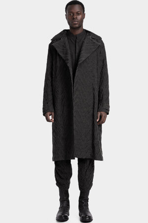 Deformed Herringbone Jacquard Double-Breasted Coat