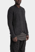 Blackmerle | AW25 - Distressed zip up knit sweater, Grey M04-125CC
