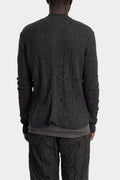 Blackmerle | AW25 - Distressed zip up knit sweater, Grey M04-125CC