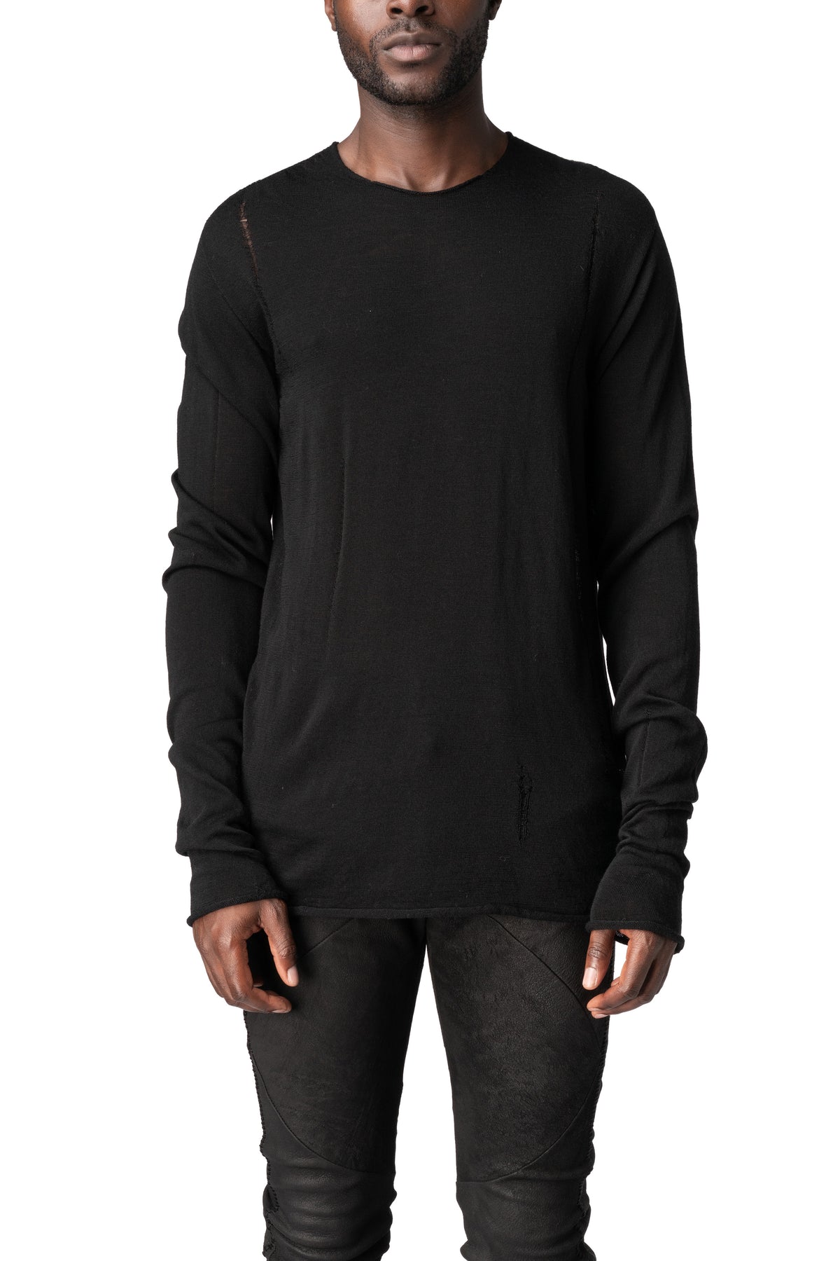 Wool silk crew neck sweater