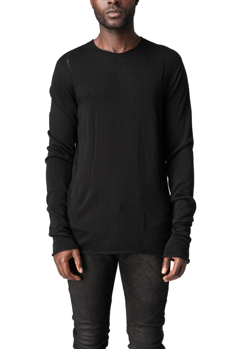 Wool silk crew neck sweater