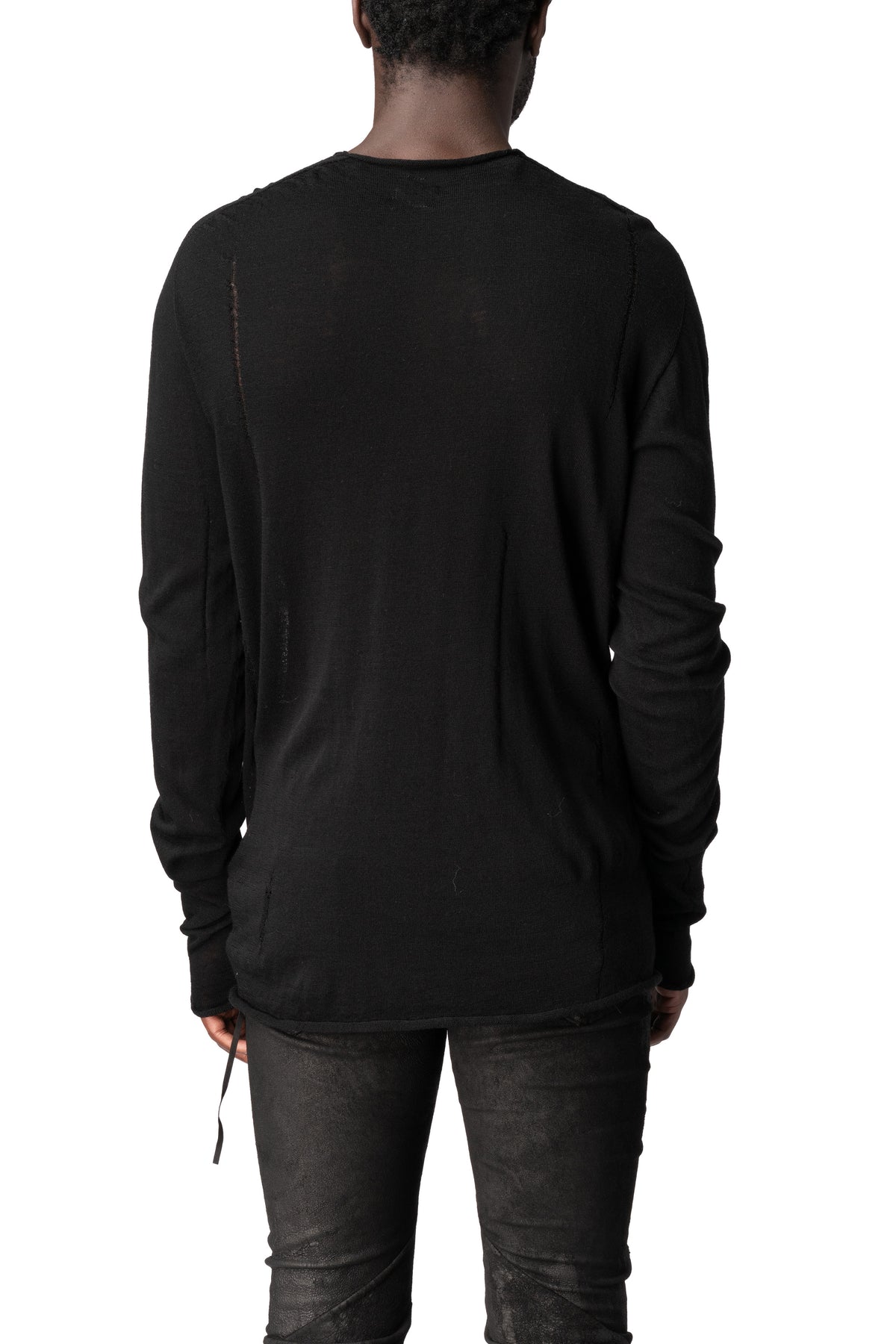 Wool silk crew neck sweater