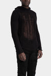 Blackmerle | AW25 - Distressed hooded wool blend sweater, M04-129BK