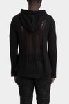 Blackmerle | AW25 - Distressed hooded wool blend sweater, M04-129BK