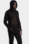 Blackmerle | AW25 - Distressed hooded wool blend sweater, M04-129BK
