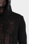 Blackmerle | AW25 - Distressed hooded wool blend sweater, M04-129BK