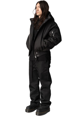 Hooded Bomber Jacket, Black