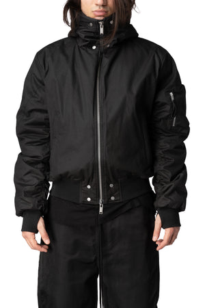 Hooded Bomber Jacket, Black