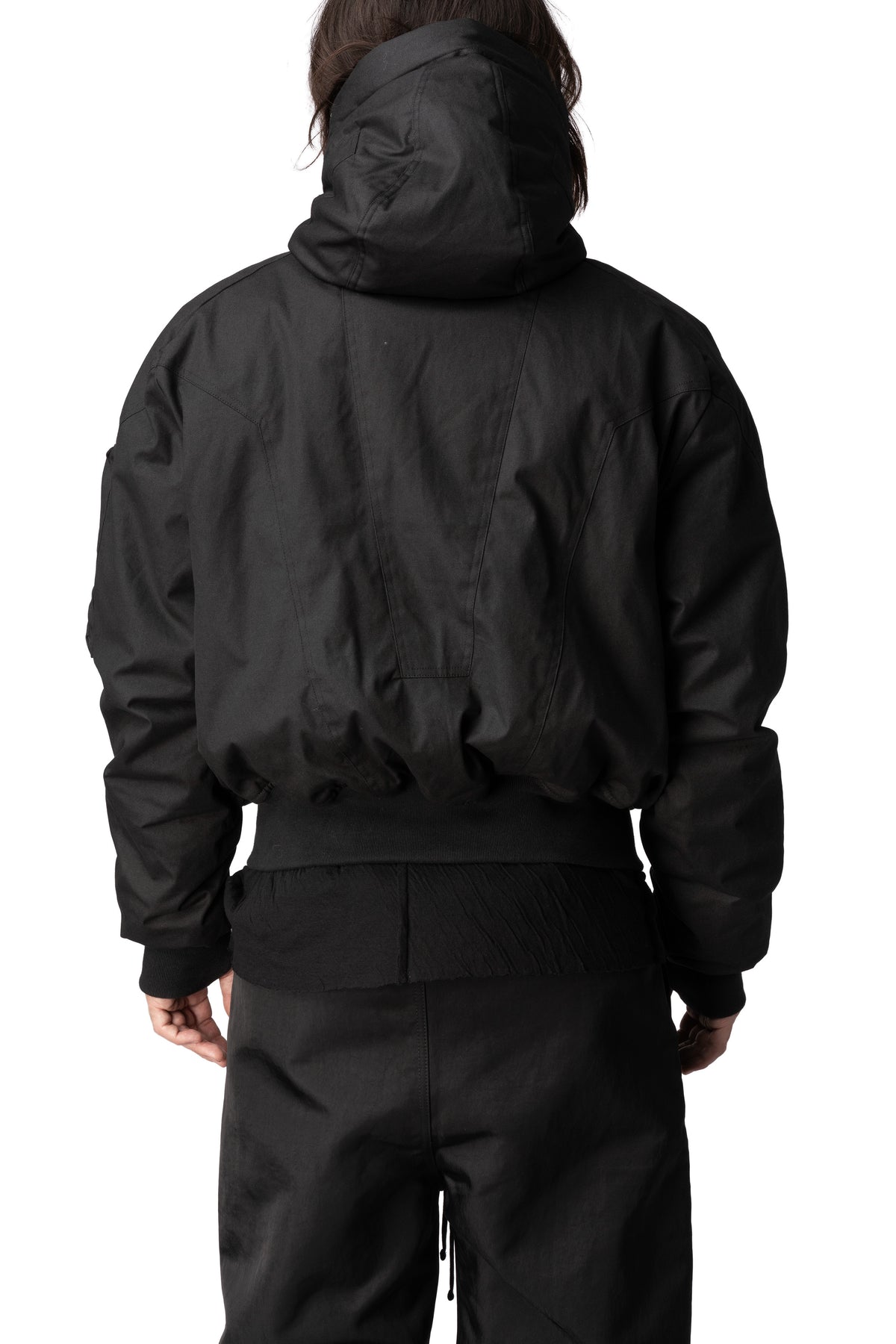 Hooded Bomber Jacket, Black