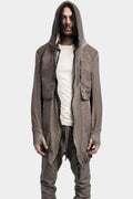 Long hooded sweat parkas, Taupe