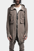Long hooded sweat parkas, Taupe