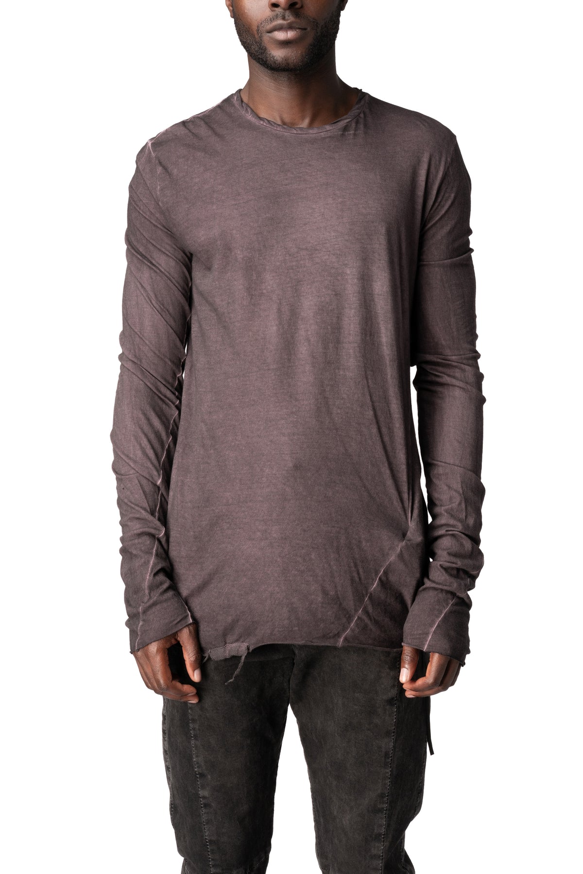 Long sleeve light cotton long sleeve tee, Wine Resin