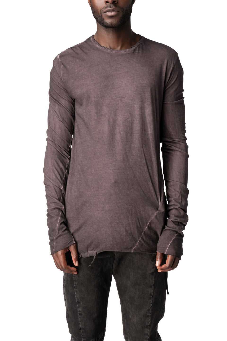 Long sleeve light cotton long sleeve tee, Wine Resin