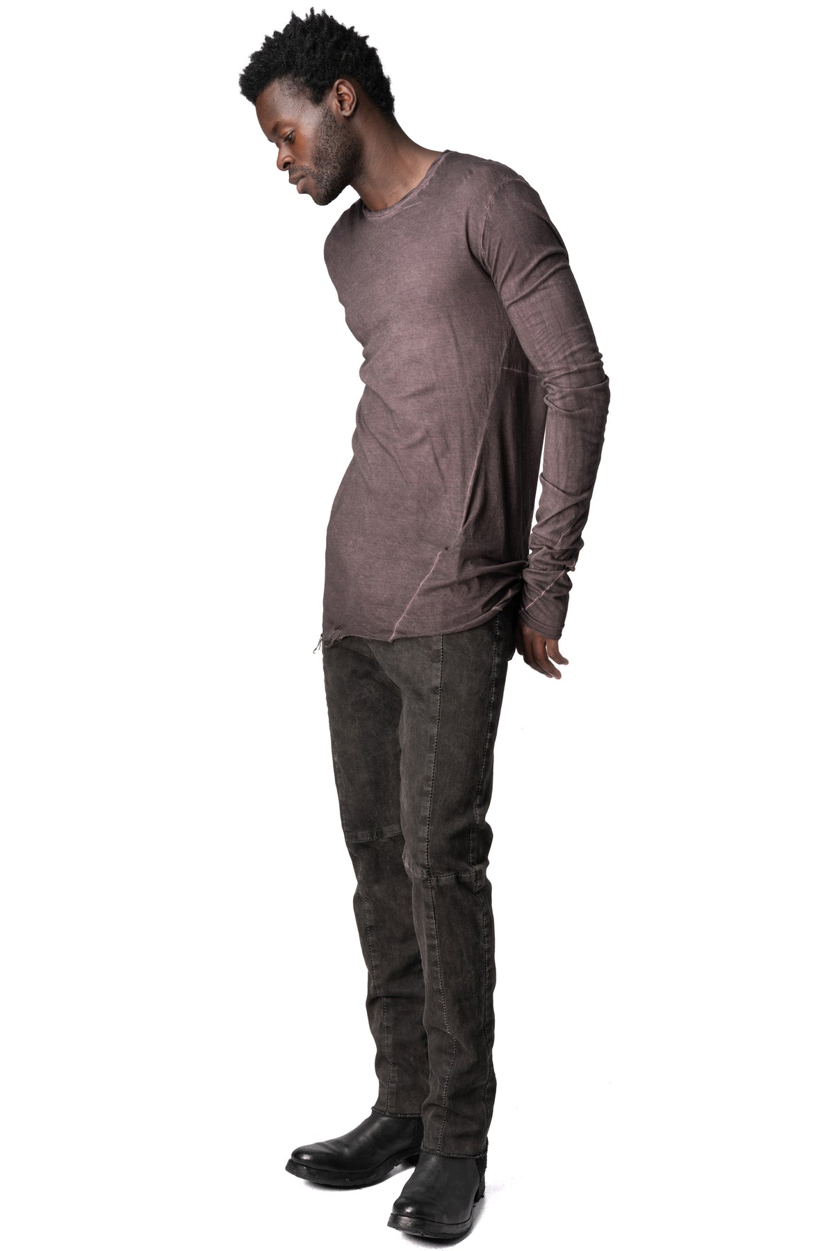 Long sleeve light cotton long sleeve tee, Wine Resin