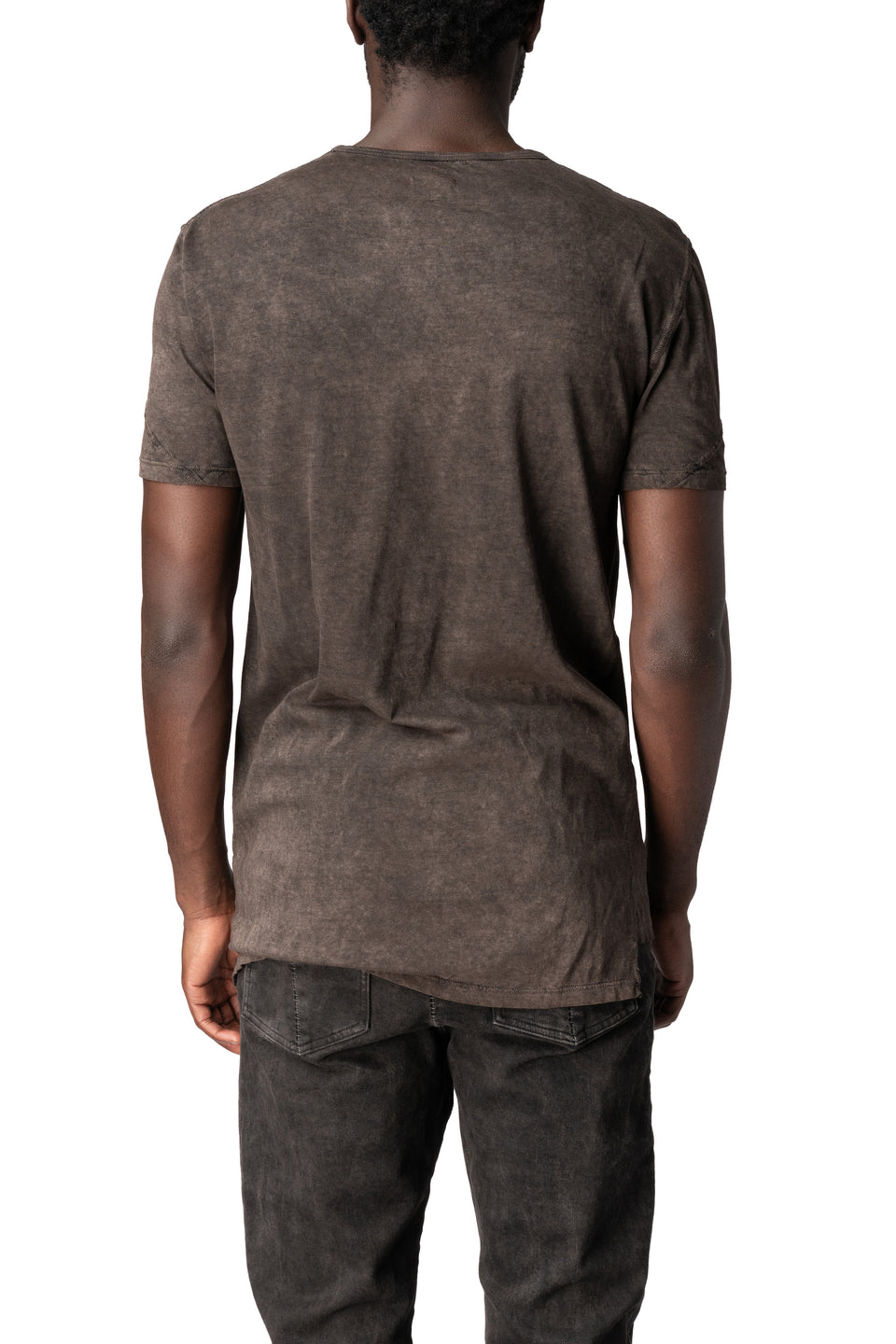 Cross panelled cotton t-shirt, Brown Wash