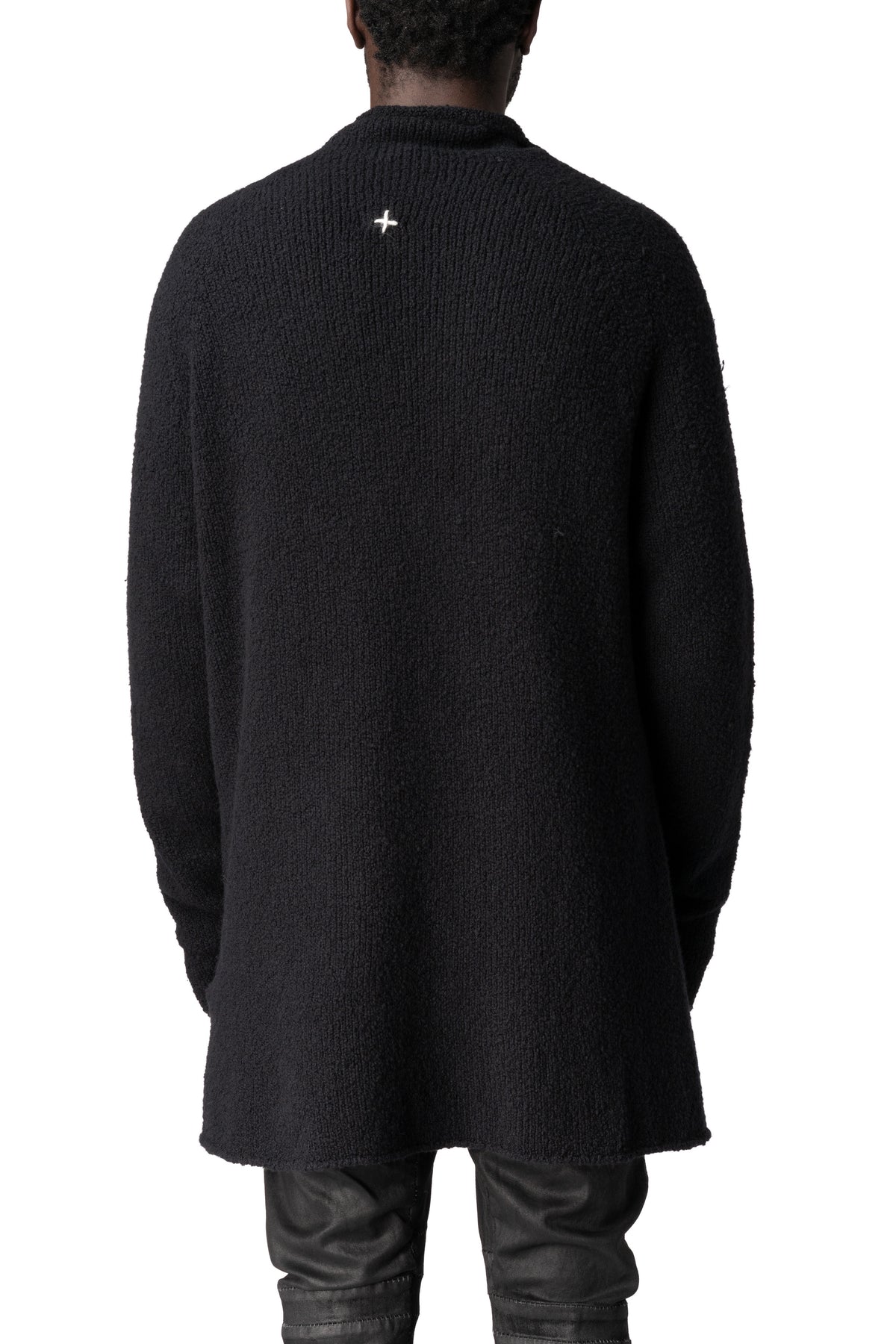 Long heavy wool open cardigan