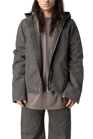 Gimp Zipfront hooded canvas jacket, Gravel