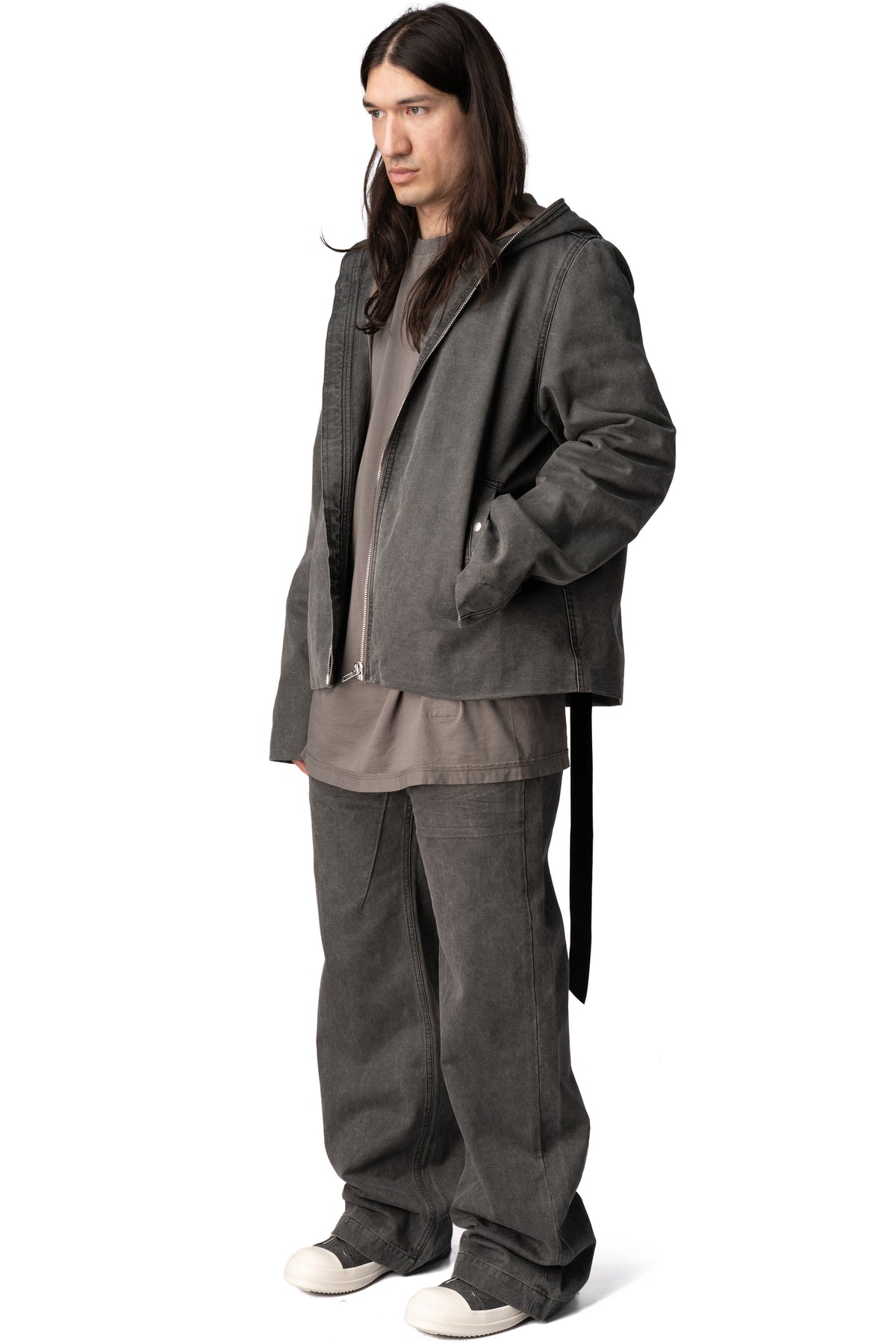 Gimp Zipfront hooded canvas jacket, Gravel