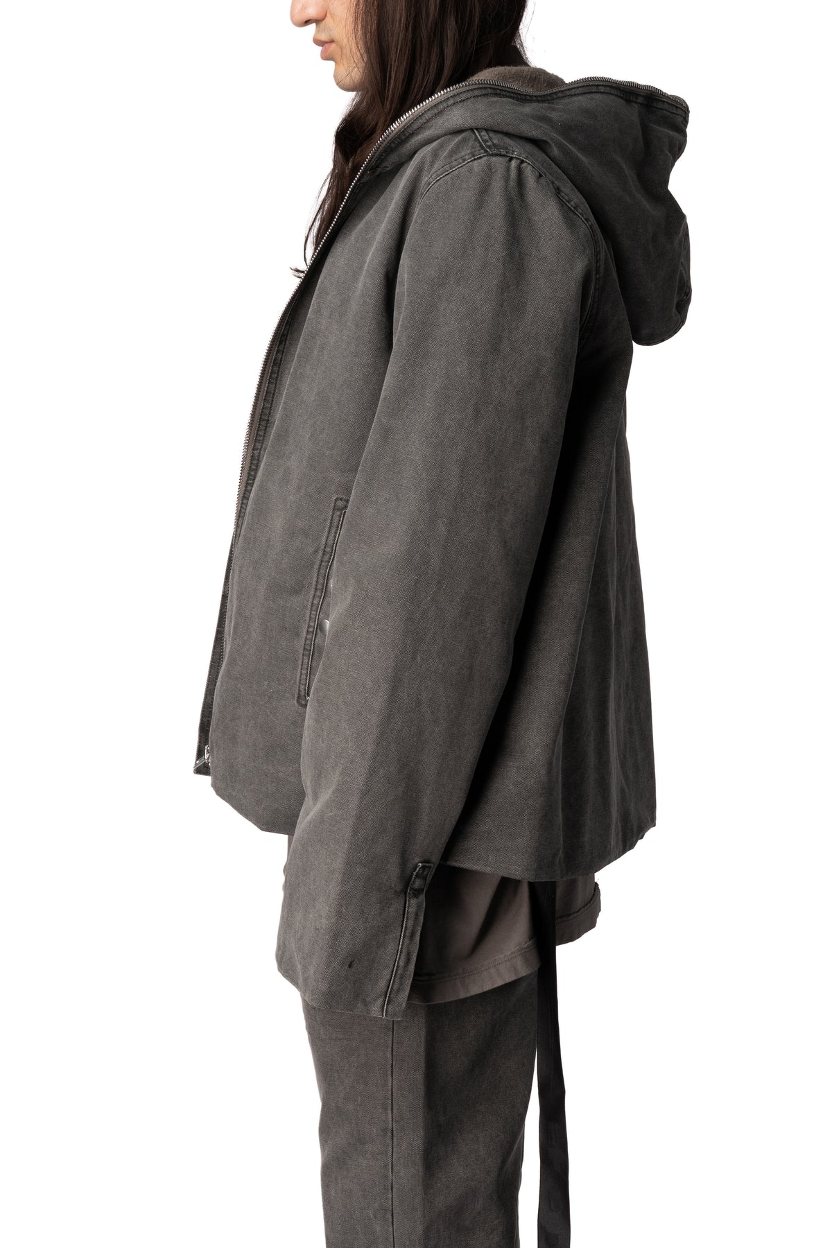 Gimp Zipfront hooded canvas jacket, Gravel
