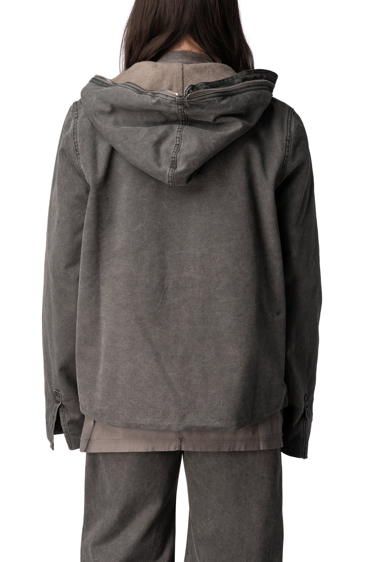 Gimp Zipfront hooded canvas jacket, Gravel