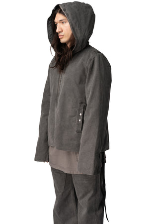 Gimp Zipfront hooded canvas jacket, Gravel