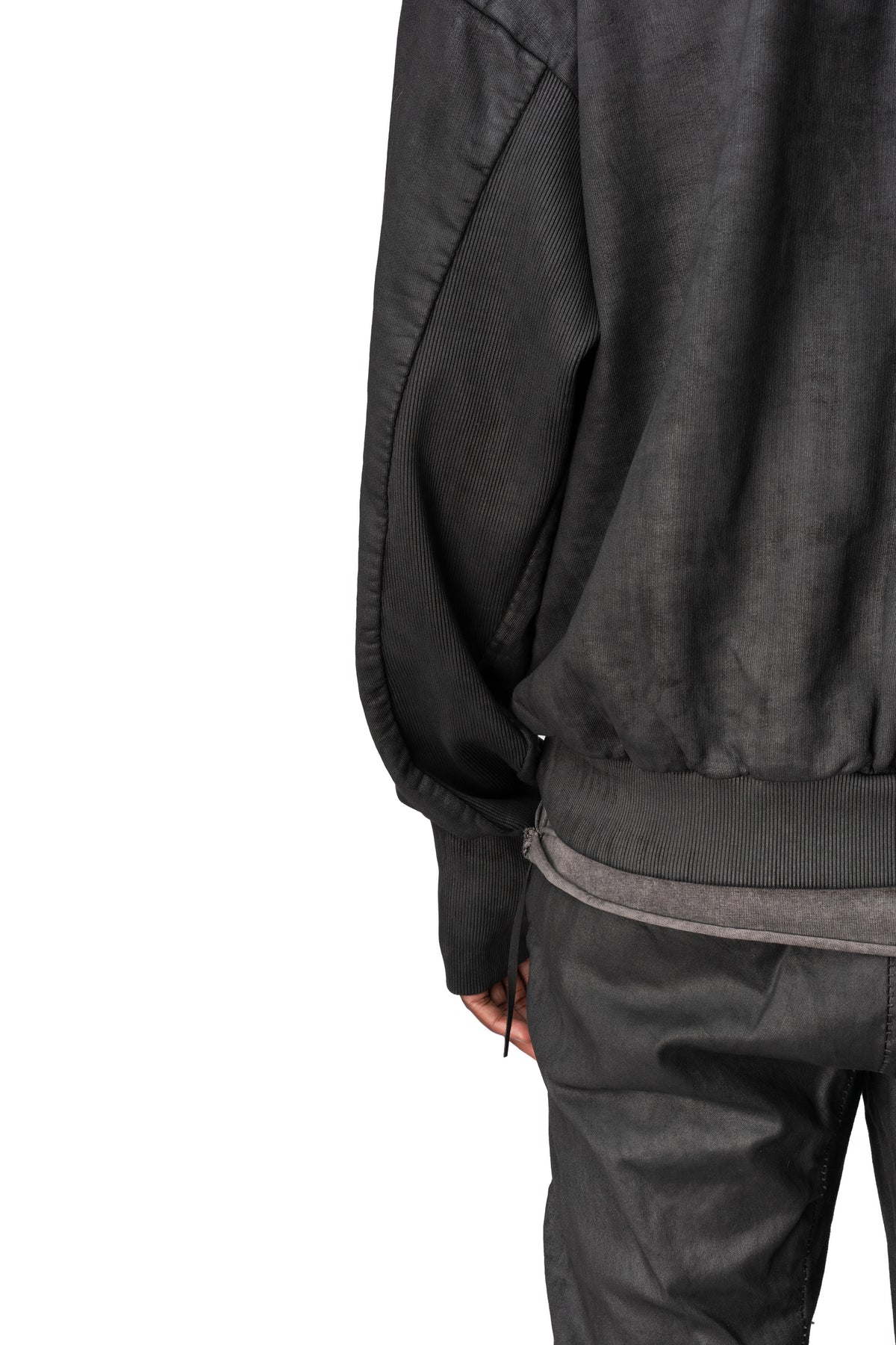 Loose fit cross seam sweatshirt, Black Leather