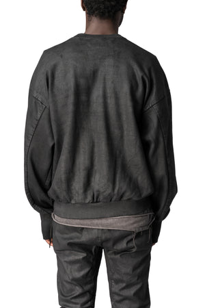 Loose fit cross seam sweatshirt, Black Leather