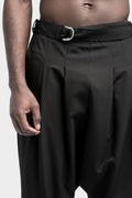 Drop crotch cropped pleated trousers